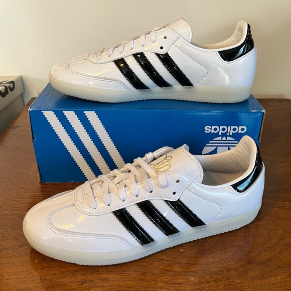 ADIDAS White Patent Leather Samba Shoes - Picture 1 of 9